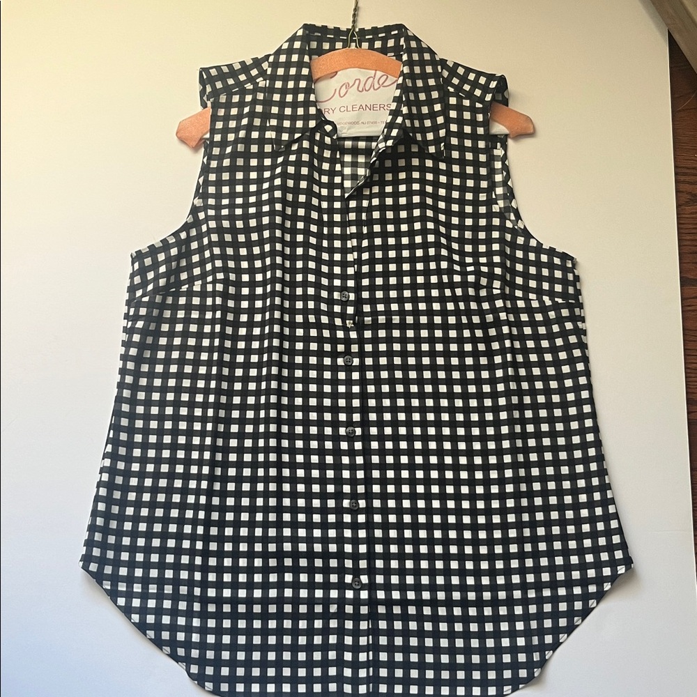 Ann Taylor Black and White Checkered Blouse
